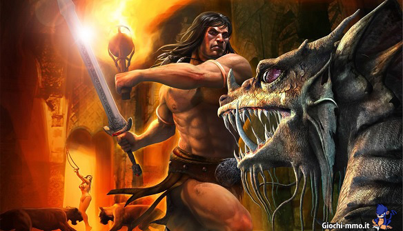 Barbaro Age of Conan e mostro